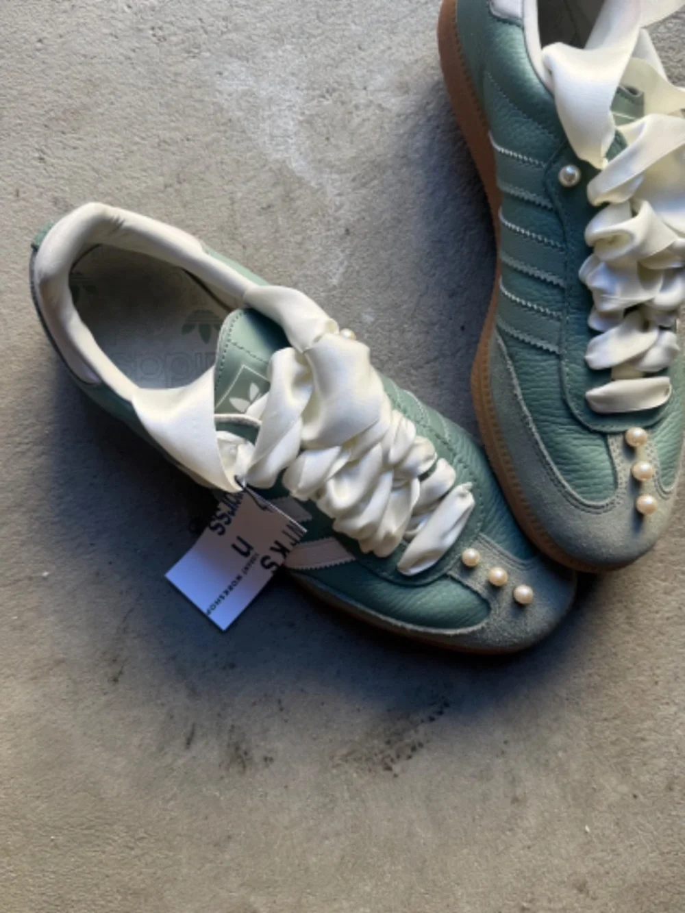 Adidas Samba OG Silver Green Gum with a little RAZZLE